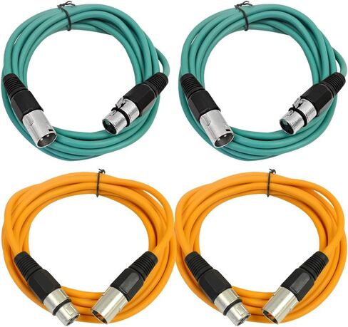 Seismic Audio - SAXLX-6-4 Pack of 6' XLR Male to XLR Female Patch Cables - Balanced - 6 Foot Patch Cord - Blue and Red in Saudi Arabia