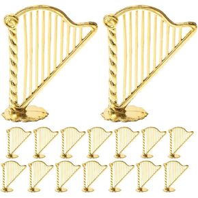 Milisten Miniature Harp, 20pcs Dollhouse Harp Toy Simulation 1:12 Retro Harp Christmas Tree Decoration, Mini Harp Model Pendant Musical Instrument for Necklace Earring