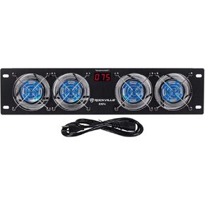 Rockville RRF4 19" Rack Mount 4 Fan Cooling System with LED Temperature Display