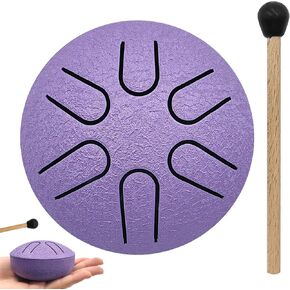 Ethereal Drum 3-inch 6-tone pocket drum steel tongue tambourine percussion instrument exquisite music gift (purple)