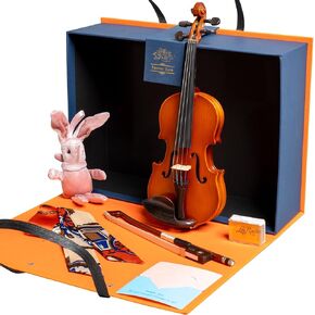 MI&VI VN-301G Violin Outfit, 1/64th - Bow and Rosin Included Full Gift Box Set