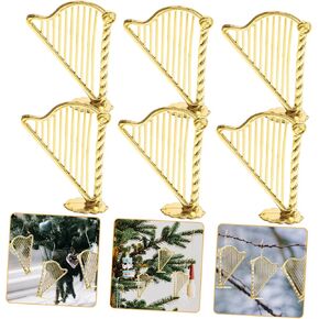 SUPVOX 10pcs Christmas Decor Miniature Harp Instrument Model Musical Instrument Ornaments Miniature Musical Instrument Christmas Tree Hanging Decor Wreath Gold and Silver Resin