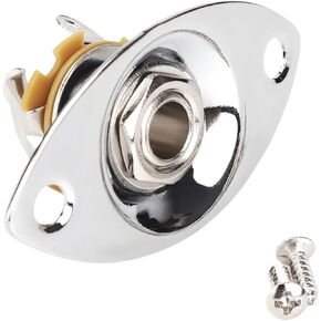 Banworks 6.35mm (1/4") Elliptical Input Jack Oval Cat-Eye Electric Guitar Input Jack Output Jack Plate Socket with Screws for Super Strat ST Tele Electric Guitar Bass JT/CK-01 Golden