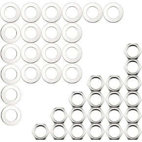 Guitar Pots Nut DGZZI 20PCS Nickel USA Thread 3/8Inch Potentiometer Hex Nut and Washers for CTS Pots or Switchcraft Jacks