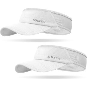 Sukeen 2 Pack Sports Sun Visor Men Women Lightweight Packable Cooling Stretchy Visor Hat for Running, Tennis, Golf