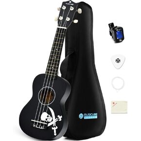 MUSICUBE Ukulele for Kids 21-Inch Wooden Soprano Ukulele for Beginners Educational Musical Toys for Boys Girls (Included Ukulele Tuner, String, Pick, Bag & Polishing Cloth) Gift Choice