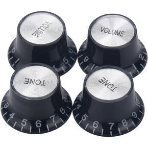 4Pcs Electric Guitar Top Hat Knobs Speed Control Knobs 2 Volume 2 Tone for Les Paul LP SG Electric Guitar Parts Replacement (Black)