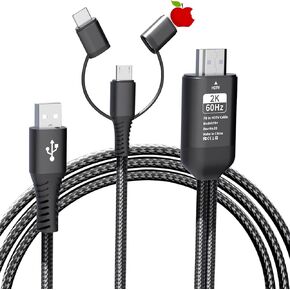 AMANKA Lighting to HDMI Cable HDMI Adapter for TV Phone to TV Adapter 1080P Digital AV Adapter 3 in 1 Sync Screen Connector Cable Compatible for Lighting USB C Micro USB to HDTV Projector Monitor