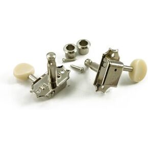 Kluson SD9005MNP Plastic Button Tuners, 3 Per Side, Gibson Style, Nickel/White