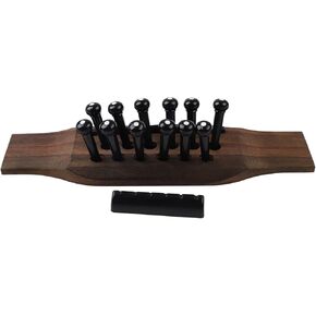 15Pcs Rosewood 12 String Guitar Bridge Set Acoustic Guitar Bridge Nut Saddle Black Pin Guitar Replacement Parts