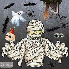 Halloween Windows Clings for Halloween Decoration 7 sheets/43pcs, Garlvaso Double Side Halloween Window Stickers Set Halloween Decor, Removable Window Decals for Halloween Party Decorations