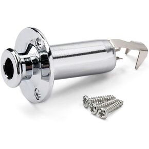 Threaded Stereo Mono Cylinder Output Jack Flush End Pin Strap Button Jack 1/4 Inch 6.35mm Acoustic Electric Guitar Bass Chrome