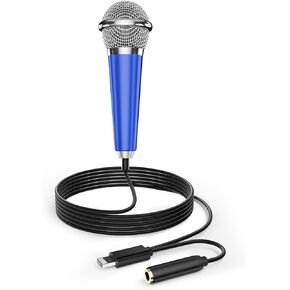 DELADOLA Mini Microphone for iPhone iPad Small ASMR Tiny Microphone Phone Microphone, Mini Karaoke Microphone for Voice Video Recording Singing, Vlogging, Podcasting YouTube (Rose Pink)