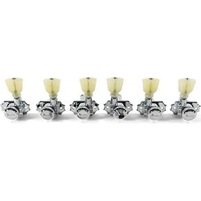 Kluson 3 Per Side Locking Revolution Series G-Mount Tuning Machines Chrome With Plastic Keystone But