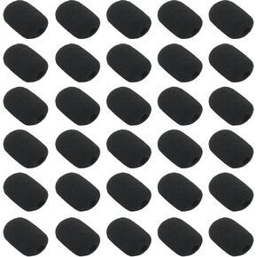 30PCS Mini Microphone Protective Cover Headset Mic Headset Lavalier Foam Cover Microphone Windshield Anti Spray For Gaming Headset Phone Handsfree Headset Airline Headset Black