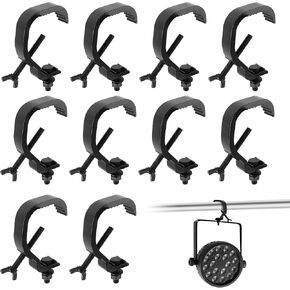 10 Pack Black Truss Clamps 1.18-2.16 Inch Lighting Clamps for Truss, Stage Light Clamps Hook, Fit for 30-55 mm OD Tube/Pipe, Heavy Duty Aluminum Alloy DJ Lights C Clamp for Par Lights Spot Lights