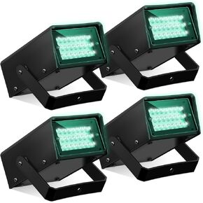 Treela 4 Packs Strobe Party Lights, Bright LED Strobe Stage Light Mini Party Lights Adjustable Flash Speed Control for Party Stage Club Disco Bar Halloween Decoration(Green,24 LED)
