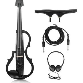 Silent Electric Violin Professional - Premium Carbon Fiber and ABS 4/4 Full Size Electric Fiddle with Pickup for Adult Teenagers (Textured Black) in Saudi Arabia