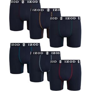 IZOD Men's Boxer Briefs - 6 Pack Ultrasoft Performance Mens Underwear Boxers - Breathable Sport Boxers for Men (S-XL)