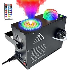 Smoke Machine, Fog Machine Outdoor with Disco Ball,72 LED Lights, 600W and 2000 CFM Spray, Remote Control, Perfect for Halloween, Christmas, DJ Stage Effect,B-Round+Ball