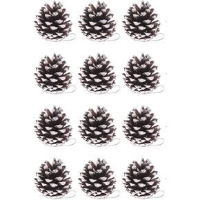24 Pcs Christmas Pine Cones 1.96" Snow Tipped Natural Pine Cones Wood Frosted Pine Cone Ornaments for Decorating and Designing (24 pcs) in Kuwait