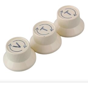 3-Piece Metal Control Knobs Set for Stratocaster Electric Guitars - Volume, Tone in Cream, KB007