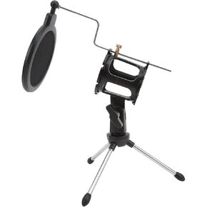 Universal Shockproof Mount Microphone Holder Microphone Shock Mount Holder Clip Foldable Microphone Filter Holder Kit for Recording Studio Live Broadcast