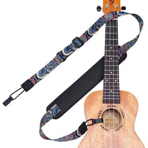 Ukulele Strap No Drill, IHOBOR Fashion Style Double J Hook Ukelele Shoulder Strap, Hawaiian Premium Woven Clip on Ukulele Strap, Easy to Use and Fit Most Standard Uke Sizes