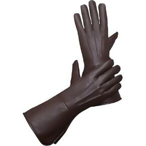 Glamtron Medieval Renaissance Gloves Pure Lambskin Leather Cosplay Gauntlet Gloves Long Arm Cuff