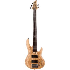 ESP LTD B-205SM FL Fretless Spalted Maple 5-String Bass Guitar, Natural Satin