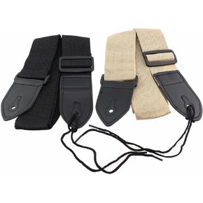 2PCS Guitar Strap Slide Buckle Adjustable 87 to 148.5cm Ukulele Strap Acoustic-Electric Guitar Strap Bass Guitar Strap Strap Replacement Strap Black Khaki