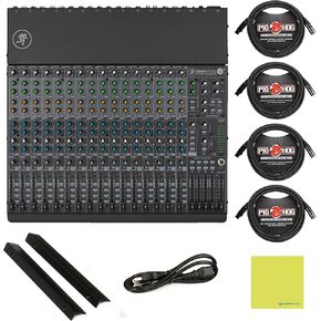 Mackie 1604VLZ4 16-Channel 4-Bus Compact Analog Mixer Bundle w/ 4-Pack Pig Hog PHM10 8mm Mic Cable and Liquid Audio Polishing Cloth