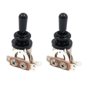3 Way Short Straight Guitar Toggle Switch Pickup Selector for Guitar Parts Replacement with Black Metal Tip Knob Cap LP SG 3 Way Electric Guitar Switch (Black, 2 PCS)
