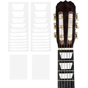 MECCANIXITY Guitar Fretboard Stickers Inlay Stickers Decals for Guitars and Trapezoid Inlay Sticker Guitar Decals for Music Guitar, Bass, Acoustic Guitar Silver 2Pcs
