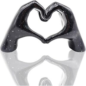 2 Pack Gold Heart Hands Sculpture Decor, Resin Golden Modern Abstract Love Finger Statue, Gold Hand Model Decoration for Home Living Room Bedroom BookShelf Shelves Wedding Office Desk Table