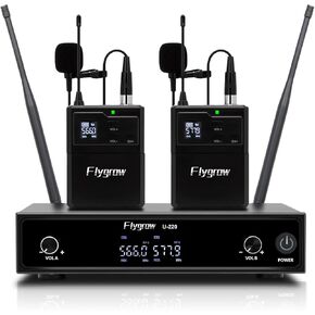 4 Channel Wireless Microphones System with Bodypack Transmitter, Lavalier Lapel Mics, 4x34 Adjustable Frequencies, 275ft Range for Karaoke, Singing, Church, Party, PA Speaker Mixer Recording