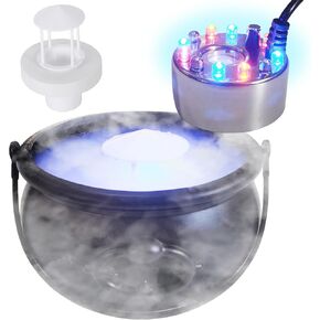 Large Witches Cauldron on Tripod with Mist Maker Fogger, Halloween Decorations Outdoor, 12 LED Halloween Mist Maker, Black Candy Bucket Decoration for Home Porch Outside