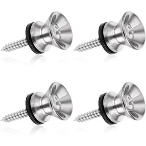 Giantree 4 Pcs Guitar Strap Buttons, Guitar Strap Lock Buttons Security Lock Metal Guitar Strap End Pins With Mounting Screws