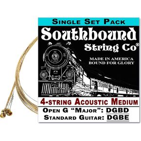 Acoustic Medium 4-String Cigar Box Guitar Strings - Open G/Standard Tuning