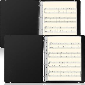 2 Pcs Sheet Music Binder A4 Size, 40 Sleeves 80 Pages Removable Music Holder Organizer for Sheet Music, Black Music File Folder, Paper Documents Storage Holder