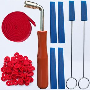 Piano Tuning Kit with Piano Felt Tuning Regulating Washer Repair Strip, Piano Tuning Hammer Wrench Lever Tool Kit with Rubber Mutes Felt Balance Rail Punching, Set of 98 Counts