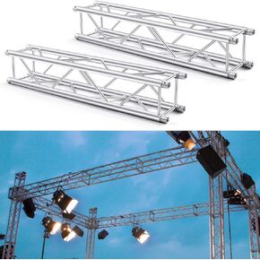 Tandefio 2 Pack 1.5 Meter 4.92 ft Square 12" x 12" Box Truss Aluminum Lighting Stage Truss Silver Trussing Segment Lite Box Spigot Truss with Hardware, 500 Pounds Load Capacity