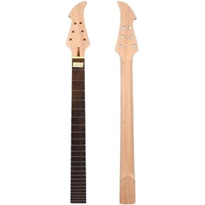 Guitar Neck 24 Fret 27inch Mahogany Rosewood Fretboard No Inlay Unfinished Bolt On DIY replacement, white