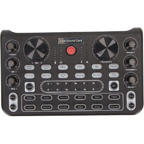 Voice Changer Sound Card with Multi Effects, Bluetooth Live Sound Card DJ Audio Mixer with Noise Reduction for DJ Microphone Karaoke Podcast, etc