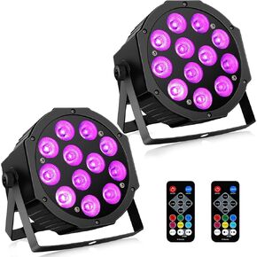 Battery Powered Stage Par Lights - 12 LED Wireless Rechargeable Par Lights 36W RGBW Par Can Light Sound Activated DMX Remote Control Uplights for Events Party Wedding Church Dance Lighting