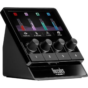 Hercules Stream 200 XLR, Pro Audio Mixer for Advanced Content Creators, Streaming, and Gaming, with XLR Mic Pre-Amp, LCD Screen, 4 Actions Buttons and Customizable Interface. Compatible with PC.