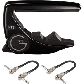 G7th Performance 3 ART Capo - 6 String, Satin Black - Bundled with 2 MXR Patch Cables