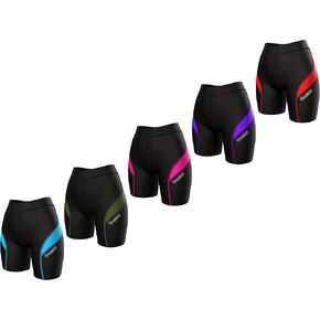 Zimco Active Womens Triathlon Shorts Womens Tri Shorts Triathlon Shorts Women 7" Triathlon Training Tri Shorts Swim Bike Run (Black/Aqua, 2XL)