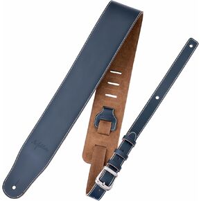 Nefelibata 3" Wide Extended Guitar Strap, Full Grain Cowhide Leather with Foam Padding and Detachable Extension Strap for Heavy Duty Guitars like Bass and Electric Guitar