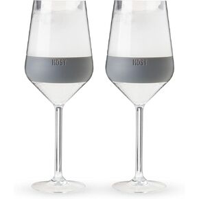 Host Wine Freeze Cup, Stemmed Double Wall Insulated, Cooling Freezable Drink with Freezing Gel, Glasses for Red and White Wine, 6.5 oz, Set of 2, Marble